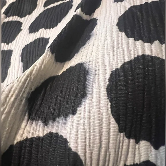 Vintage 1960 Black White Dress w/ Built in Tassel Scarf Rear Zipper Dress 16 1/2 - Picture 5 of 6